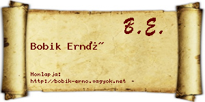 Bobik Ernő névjegykártya
